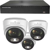 Draadloze Camerabeveiliging - Sony 5MP - 2K QHD - Set 3x Audio Dome - Wit - Binnen & Buiten - Met Nachtzicht - Incl. Recorder & App