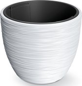 Prosperplast Plantenpot/bloempot Furu Stripes - buiten/binnen - kunststof - wit - D35 x H35 cm - met binnenpot