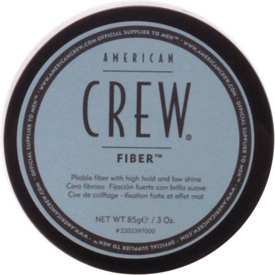 American Crew Fiber pot met blauw deksel.