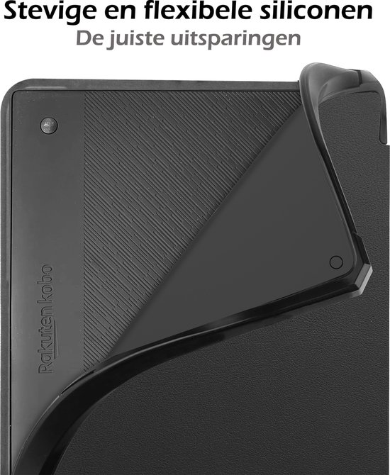 Hoesje Geschikt voor Kobo Elipsa 2E Hoes Book Case Trifold - Hoes Geschikt voor Kobo Elipsa 2E Hoesje Book Cover - Zwart van Hoesje  — afbeelding 4