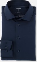 OLYMP Luxor 24/7 modern fit overhemd - popeline - marineblauw - Strijkvriendelijk - Boordmaat: 41