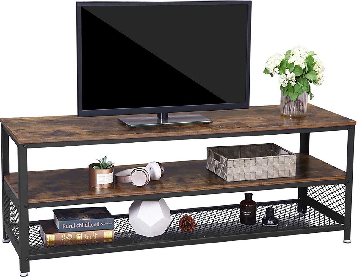 ACAZA TV Meubel - TV kast - Vintage Bruin - 140 x 40 x 52 cm (L x B x H) - TV Standaard - Kast - TV Meubel Industrieel - Kasten - Kast met Planken - TV meubel hout