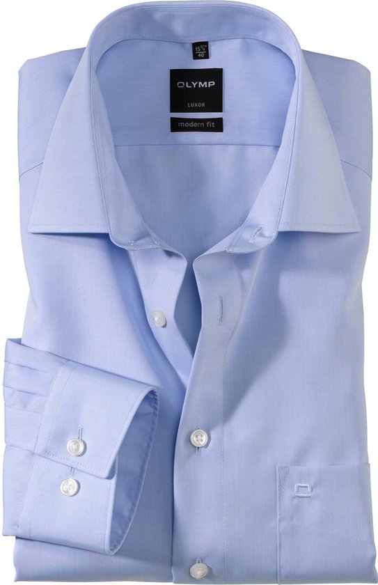 OLYMP Luxor modern fit overhemd - lichtblauw - Strijkvrij - Boordmaat: 48