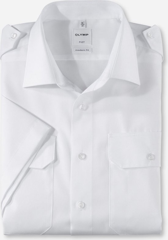 OLYMP Piloot modern fit wit korte mouw