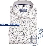 Ledub modern fit overhemd - mouwlengte 7 - middengroen met wit dessin - Strijkvriendelijk - Boordmaat: 37