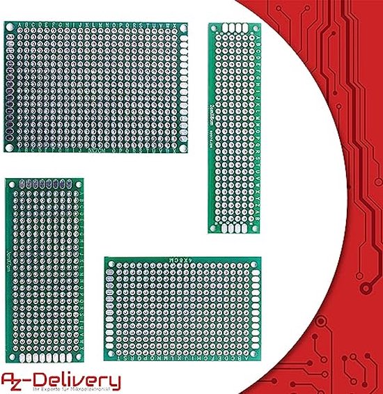 AZDelivery 5 x Set 16 x PCB Board Hole Grid Board compatibel met ...