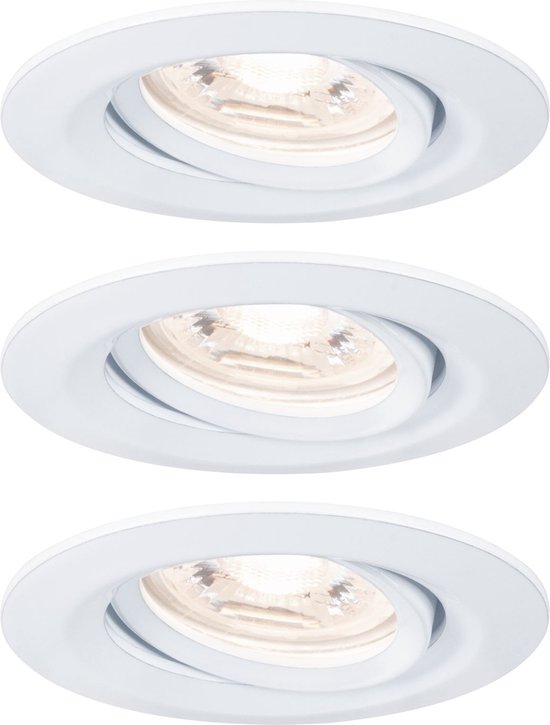 Paulmann Nova LED-inbouwspot - mini - wit mat- zwenkbaar - Set van 3 - 2.700K W - Geminimaliseerd formaat -