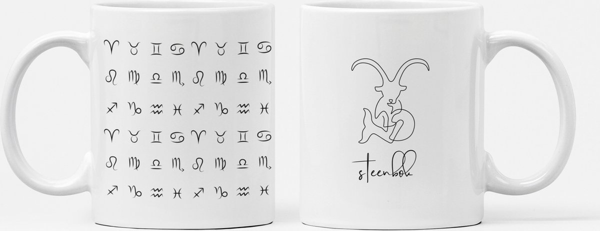 Koffiemok steenbok minimalistic design Beker cadeau voor haar of hem, kerst, verjaardag, honden liefhebber, zus, broer, vriendin, vriend, collega, moeder, vader, hond