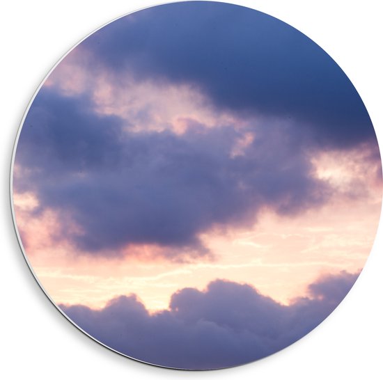 PVC Schuimplaat Muurcirkel - Wolken met Roze Lucht - 40x40 cm Foto op Muurcirkel (met ophangsysteem)