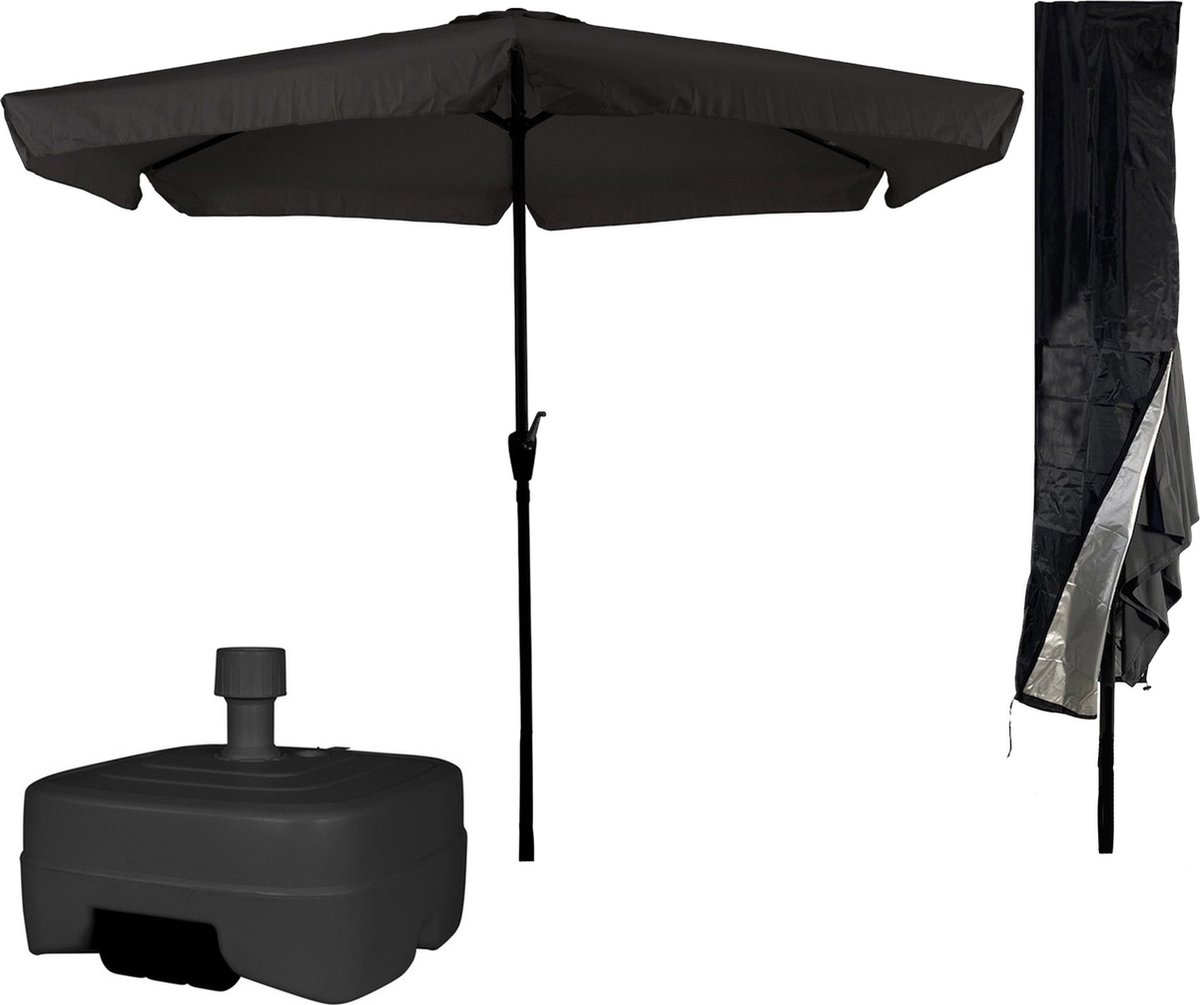 CUHOC Zwarte Parasol - Parasolhoes - Extra Zware Vulbare Verrijdbare Parasolvoet - parasol met voet, parasol met hoes en voet, stokparasol met hoes en voet - COVER UP HOC