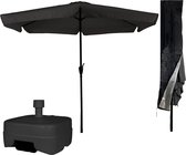 CUHOC Zwarte Parasol - Parasolhoes - Extra Zware Vulbare Verrijdbare Parasolvoet - parasol met voet, parasol met hoes en voet, stokparasol met hoes en voet