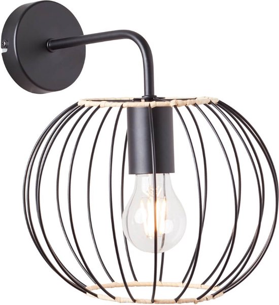 BRILLIANT lamp, Silemia wandlamp zwart mat, 1x A60, E27, 52W, geschikt voor LED lampen