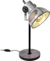 EGLO Barnstaple - tafellamp - 1-lichts - E27 - hout/oud-zink-look/zwart