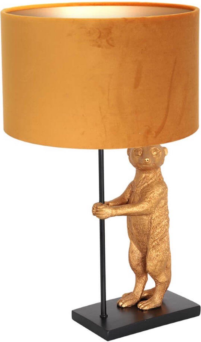 Anne Light & Home Animaux tafellamp - gouden stokstaart - 50 cm hoog - Ø30 cm - E27 - okergeel