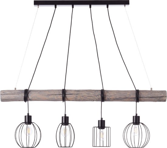 Brilliant | Suspension LED Karlen 4-flammes gris/noir | 4x A60, E27, 60W, adapté aux lampes normales (non incluses)