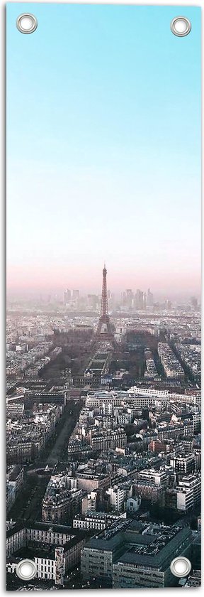 Tuinposter – Parijs - Eiffeltoren - Stad - Gebouwen - Kleuren - 20x60 cm Foto op Tuinposter (wanddecoratie voor buiten en binnen)