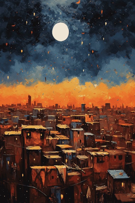 Marrakech at night | Marrakech Poster | Stad Poster | Marokko Poster | Marokko abstract | Souk Poster | 51x71cm | Geschikt om in te lijsten