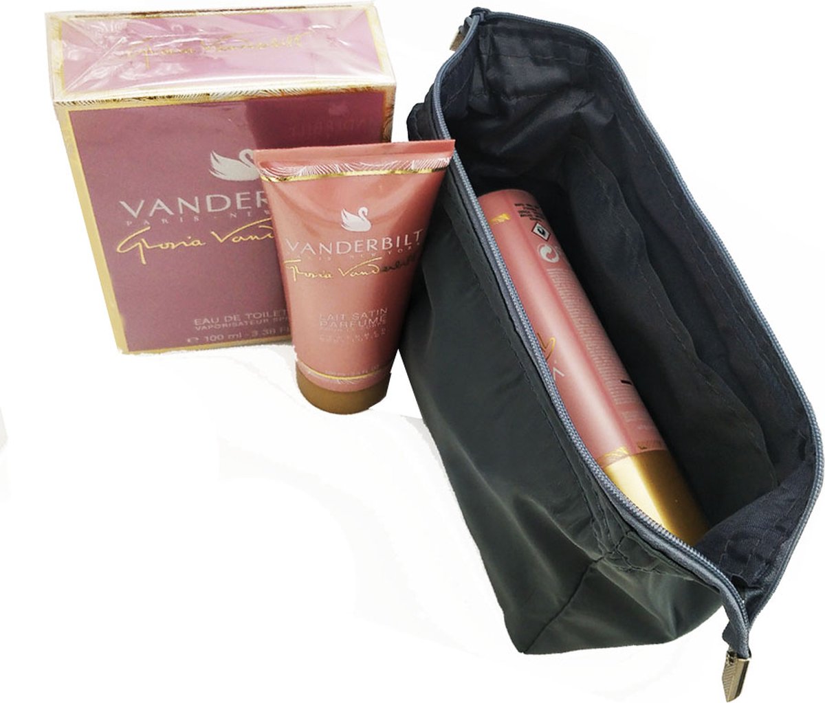 Gloria vanderbilt set: Eau de toilette 100ml- Deodorant 150ml en Bodylotion 100ml in een toilettasje – foto 4