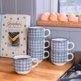 Nicola spring - set de 3 mugs/tasses originaux motif floral bleu-blanc - 260ml
