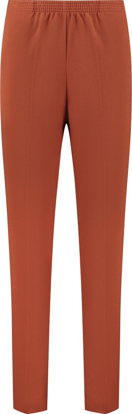 Coraille dames broek, Anke met elastische tailleband, brique, maat 46 (maten 36 t/m 52) stretch, fijne kwaliteit, zonder rits, steekzakken