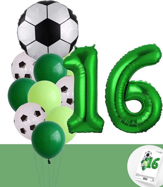 Voetbal Verjaardag * Ballonnen Set 16 Jaar * Hoera 16 Jaar * Jarig Voetbal * Voetbal Fan * Snoes * 80 CM * Voetbal Versiering * Birthday