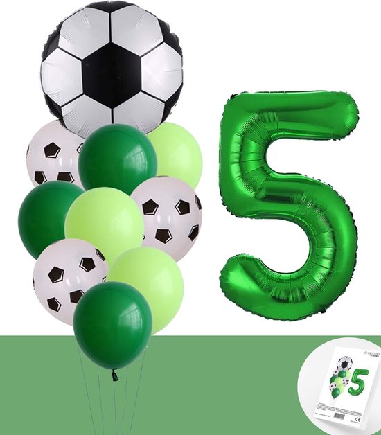 Voetbal Verjaardag * Ballonnen Set 5 Jaar * Hoera 5 Jaar * Jarig Voetbal * Voetbal Fan * Snoes * 80 CM * Voetbal Versiering * Birthday