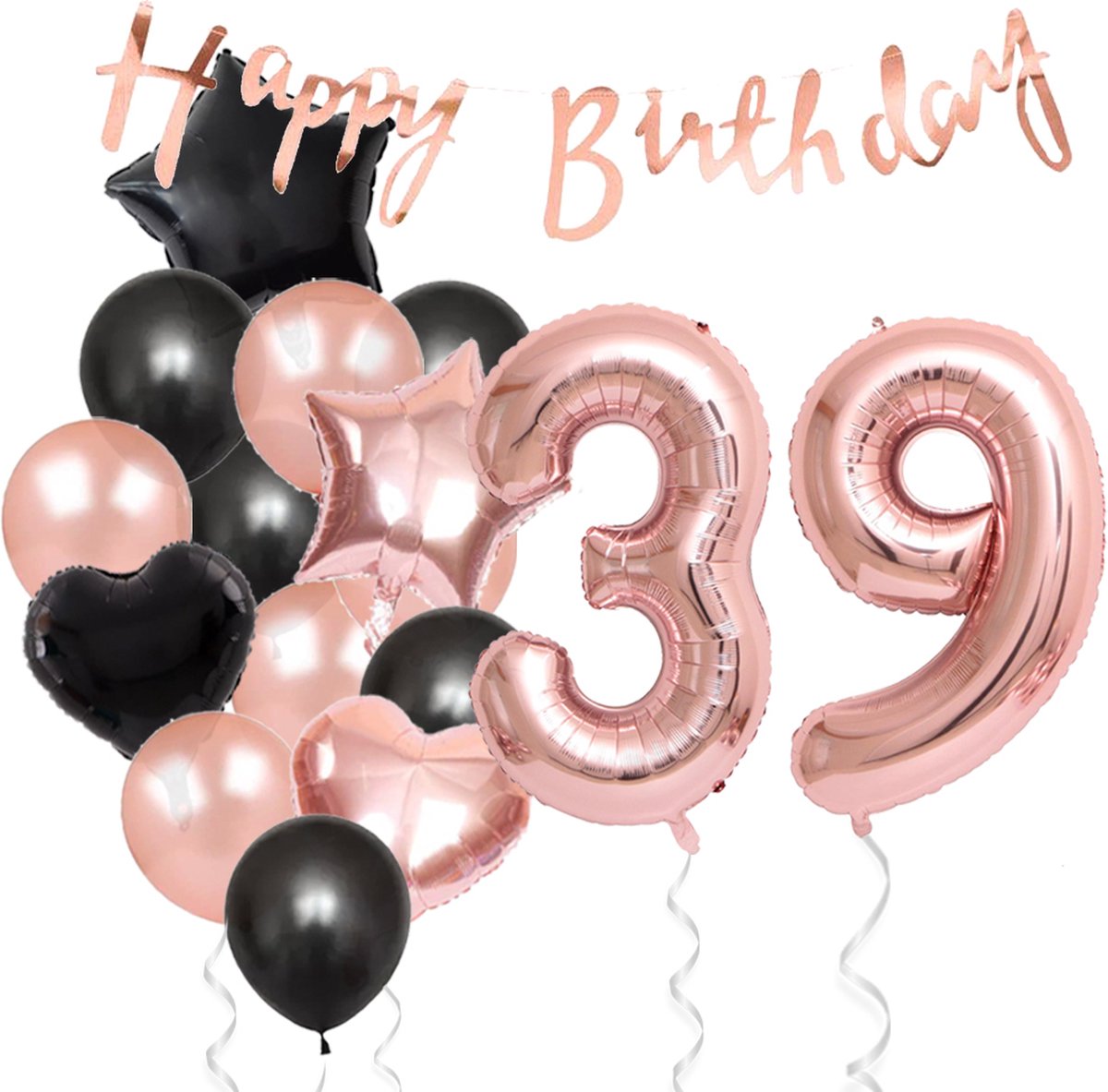 Article et décoration de fête Amscan ballon en aluminium Happy 30 Birthday  45 cm hélium noir/rose