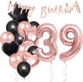 Snoes Ballonnen 39 Jaar Feestpakket – Versiering – Verjaardag Set Liva Rose Cijferballon 39 Jaar - Heliumballon