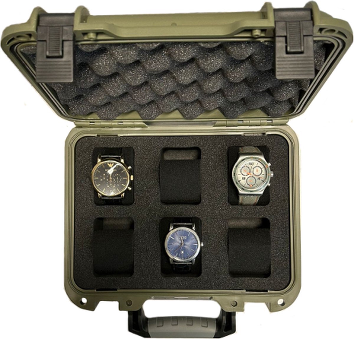 DCSYOG Aktetas voor horloges, horlogekoffer, transportkoffer voor 15 horloges, reiskoffer, waterdicht, displaybox