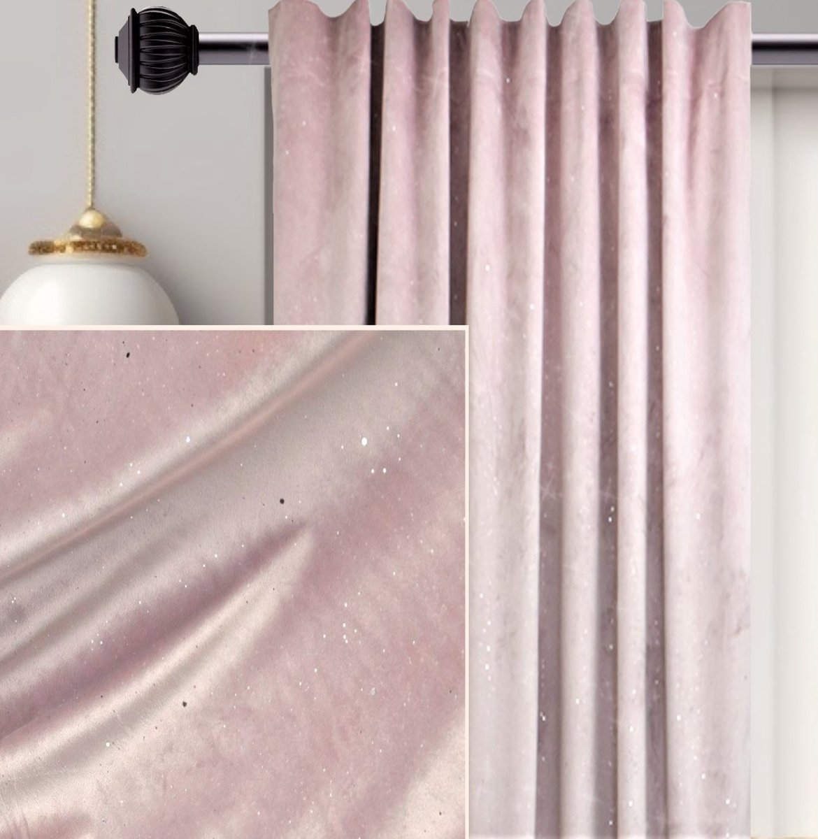 Kant en klaar 80% Verduisterend Gordijn van hoge kwaliteit Fluweel – Stoffige roze kleur Curtains met gloed- 140x250 cm - voor Gordijnen rail + heb ook optie voor Gordijnen Buis
