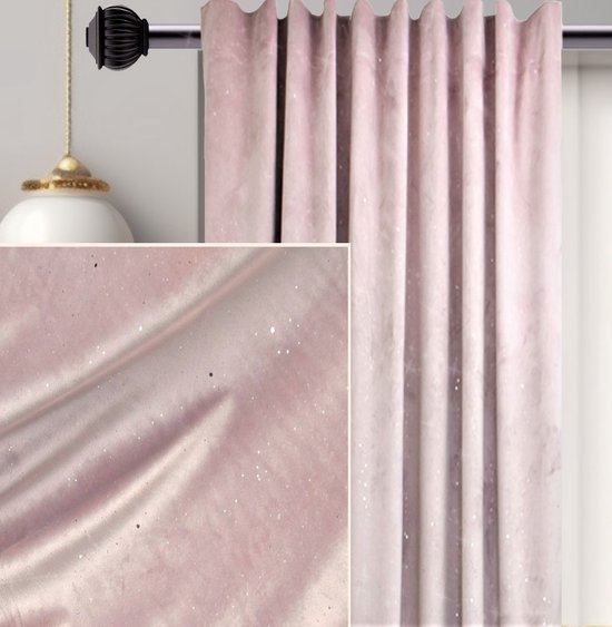 Kant en klaar 80% Verduisterend Gordijn van hoge kwaliteit Fluweel – Stoffige roze kleur Curtains met gloed- 140x250 cm - voor Gordijnen rail + heb ook optie voor Gordijnen Buis - Glow Thuis