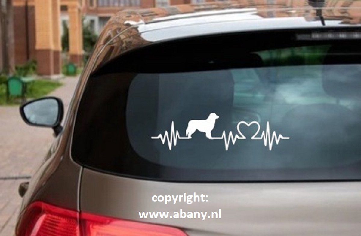Australian shepherd 3 x – autosticker - sticker voor raam auto deur muur laptop - heartbeat –- ras - hondensticker - hondenlijn - Doglove - Abany quality design