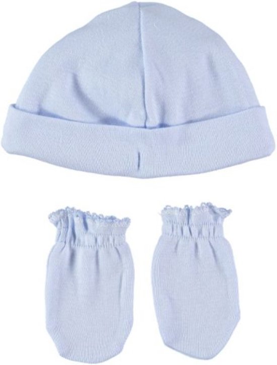 PULL ON HAT AND MITTEN SET (SKY BLUE)