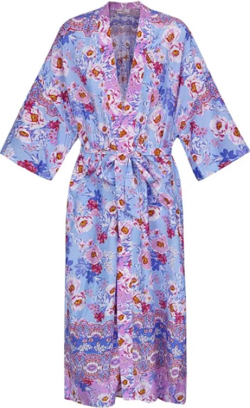 Kimono - Bloemenprint - Blauw/Lila - Summer - 100% Rayon - Maat M