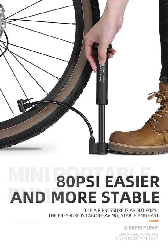 Pompe à air manuelle 80 PSI pour vélo et VTT, gonfleur de ballon