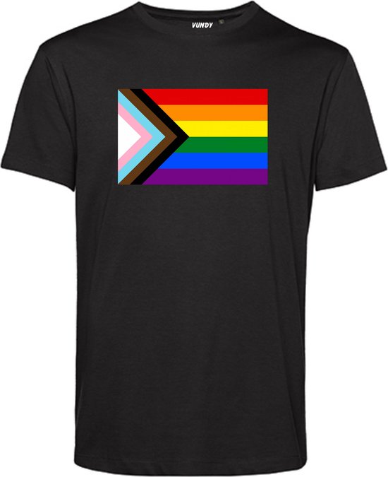 T-shirt LHBTIQ+ Vlag | Gay pride shirt kleding | Regenboog kleuren | LGBTQ | Zwart | maat XXL