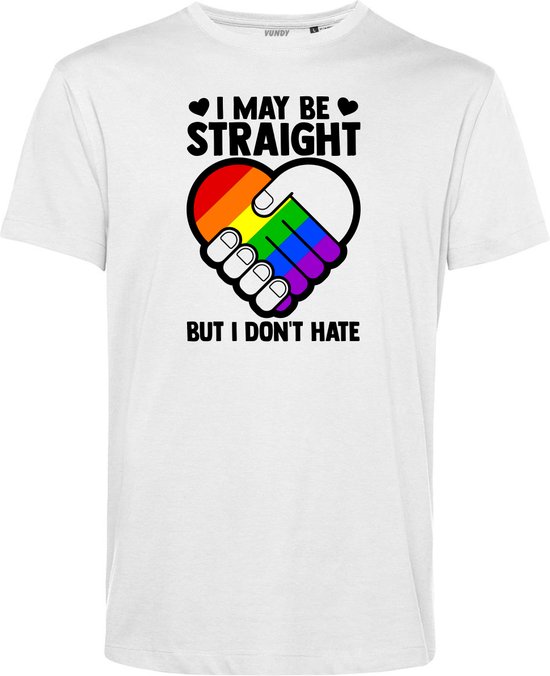 T-shirt Je peux être hétéro | Vêtements de chemise de fierté gaie | Couleurs arc-en-ciel | LGBTQ | Blanc | taille 3XL