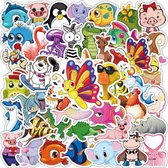 100 stickers voor kinderen met schattige Dieren - Herbruikbaar en watervast