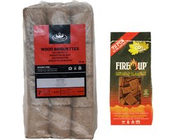 Houtbriketten - 10 kilo - kachel/openhaard - incl 72x aanmaakblokjes