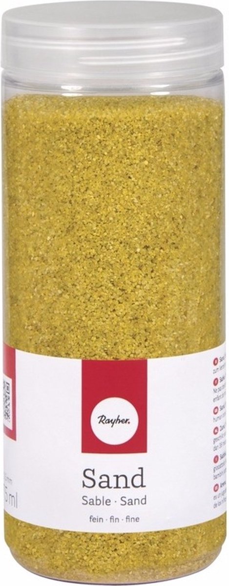 Rayher hobby Fijn decoratie zand korrels - geel - 475 ml - zandkorrels - knutselmateriaal - 0.1 tot 0.5 mm