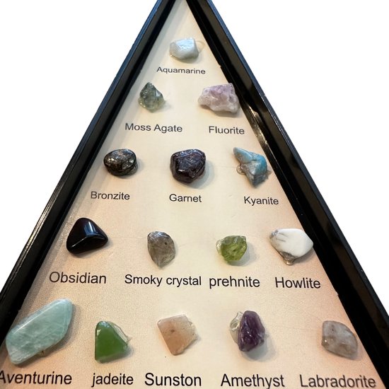 Gemstones and Minéraux World Collection - 36 mini pierres dans un emballage pyramidal - Pierres roulées
