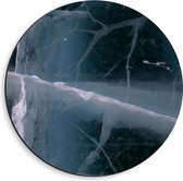Dibond Muurcirkel - Wit met Blauwe Vlekken en Strepen tegen Zwarte Achtergrond - 40x40 cm Foto op Aluminium Muurcirkel (met ophangsysteem)
