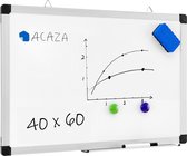 ACAZA magnetisch Whiteboard - 40 x 60 cm - Inclusief uitwisbare stift - Wisser - Afleggoot - Wit