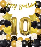Snoes Ballonnen 10 Jaar Black Gold Dots Mega Ballon - Compleet Feestpakket Goud Zwart Stippen Cijferballon 10 - Verjaardag Versiering DIY Slinger Happy Birthday – Folieballon – Latex Ballonnen - Helium Ballonnen