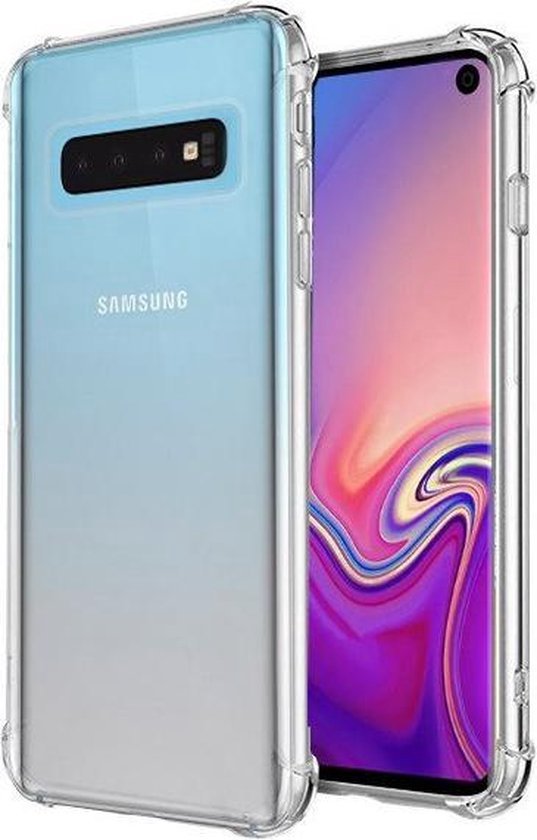 HB Hoesje Geschikt voor Samsung Galaxy S10 - Anti Shock Hybrid - Transparant