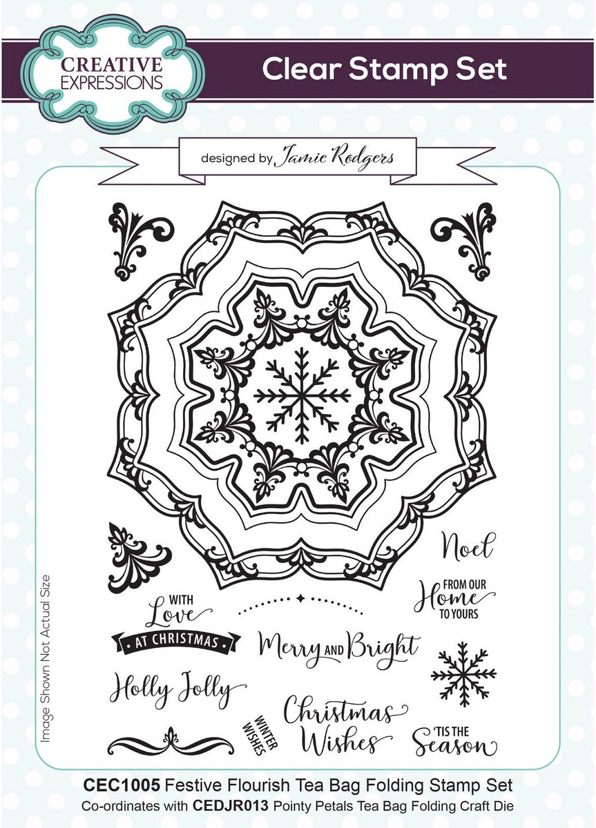 Creative Expressions Tea Bag Folding Clear Stempel Set Festive Flourish