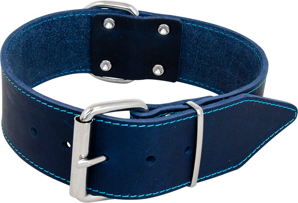 J&V Halsband Hond Vetleder Blauw - B50mm x L60cm