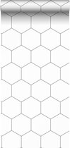 ESTAhome behangpapier hexagon zwart wit - 139311 - 0,53 x 10,05 m