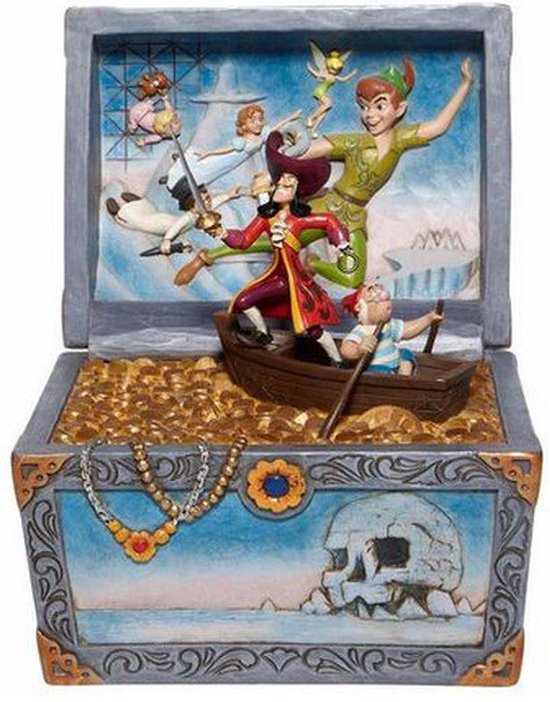 Scène résine coffre au trésor Peter Pan et Capitaine crochet