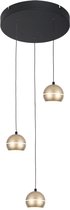 Sierlijke hanglamp Bilia | 3 lichts | zwart / goud | metaal / kunststof | Ø 12 cm bol | eetkamer / woonkamer lamp | modern / sfeervol design